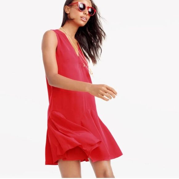 J CREW Poppy Red Ruffle Swing Dress - Picture 2 of 5